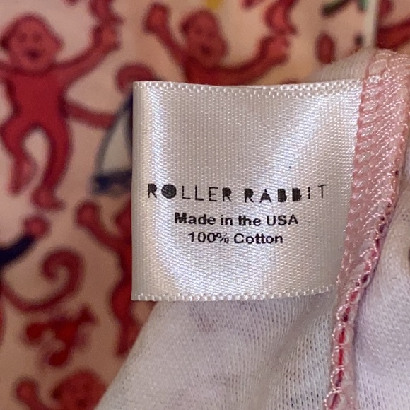 New ROLLER RABBIT PINK BOSTON MONKEYS POLO PAJAMAS TOP SZ MED PREPPY COTTON PJ - Picture 10 of 16